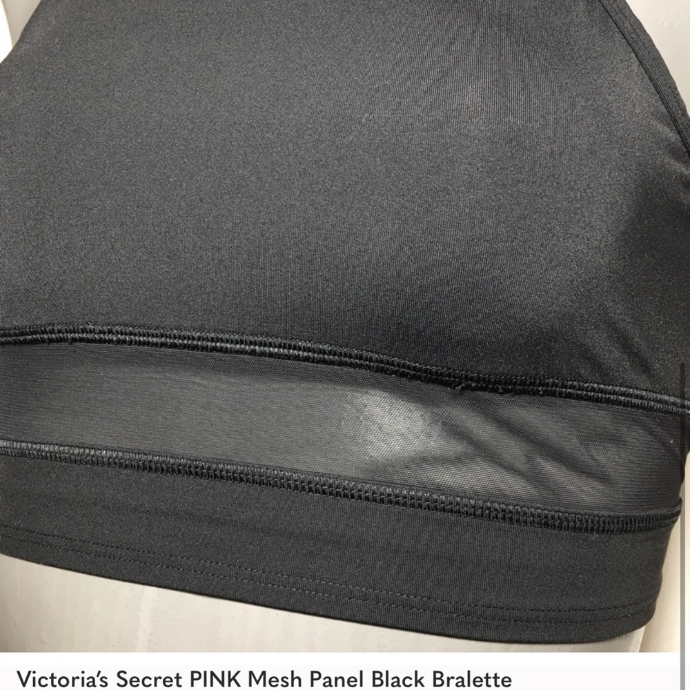 Victoria’s Secret PINK Mesh Panel Black Bralette, Size Small - Picture 4 of 4